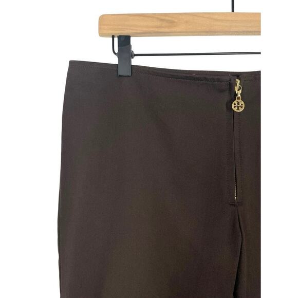 Tory Burch Stretch Twill Som Pant Capris Coconut Brown Size 12 Minimalist Casual - Picture 6 of 12